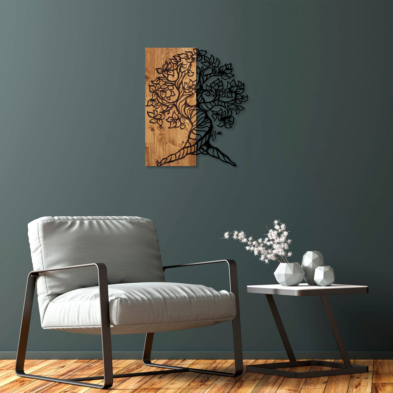 Decoratiune de perete, Monumental Tree 1, Dimensiune: 50 x 58 cm, Nuc / Negru - imagine 7